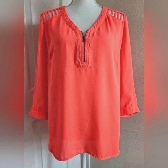 BONGO ZIP-UP TOP SZ L ELECTRIC ORANGE - Picture 1 of 7